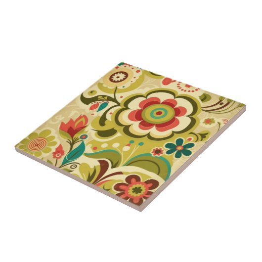 Carreau Design rétro vintage vert clair (Côté)