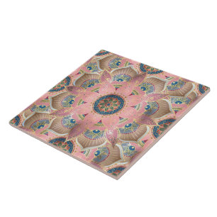 Carreau Design tendance métal or et rose Mandala