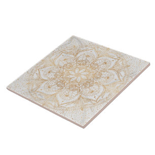 Carreau Design tendance or floral Mandala Marble