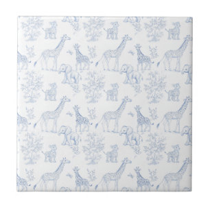 Carreau Design vintage toile de safari élégant bleu