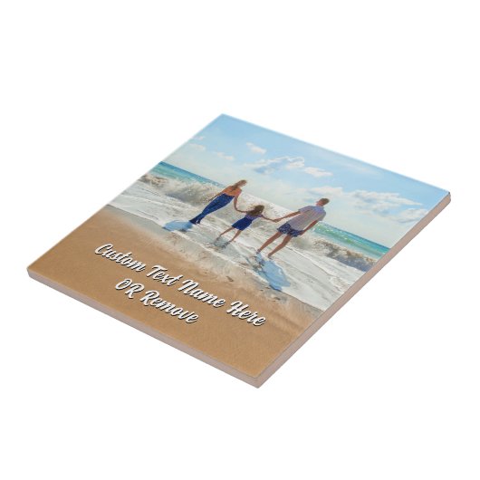 Carreau Design Your Own Photo Ceramic Tile Gift with Text (Côté)