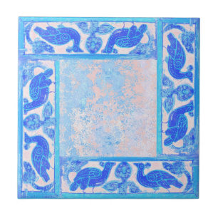 Carreau Designs Anciens En Bleu Ciel Premier De Quatre