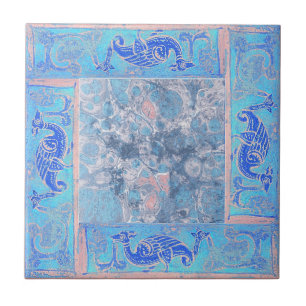 Carreau Designs Anciens En Bleu Ciel Tiers De Quatre