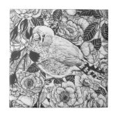 Carreau Dessin à encre de buisson Zebra et rose (Devant)