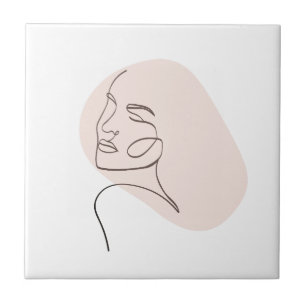 Carreau Dessin à visage féminin d'une ligne