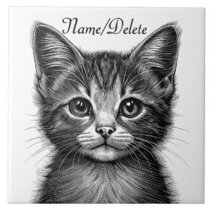 Carreau Dessin adorable de Jeune Chat Personnel