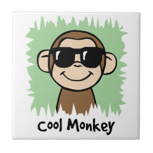 Carreau Dessin animé Clip Art Singe cool avec des lunettes