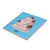 Carreau dessin animé de gâteau mariage (Côté)