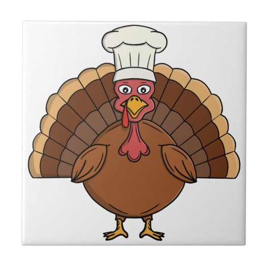 Carreau Dessin animé dinde de chef Thanksgiving (Devant)