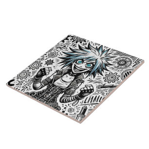 Carreau dessin animé joyeux art original blu_eyes black_a