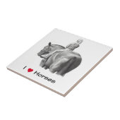 Carreau Dessin au crayon : J'aime des chevaux : Fille sur (Côté)