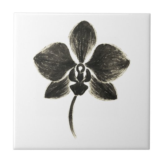 Carreau Dessin au trait d'orchidée – Dessin floral à l'enc (Devant)