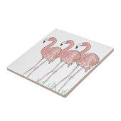 Carreau Dessin d'aquarelle de Flamants roses roses (Côté)