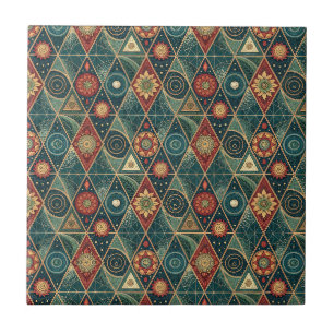 Carreau Dessin d'art de mandala géométrique boho triangle