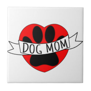 Carreau Dessin De Chien Maman Paw Et Red Heart