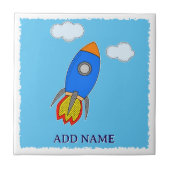Carreau Dessin de fusée spatiale dans le ciel bleu (Devant)