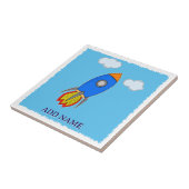 Carreau Dessin de fusée spatiale dans le ciel bleu (Côté)