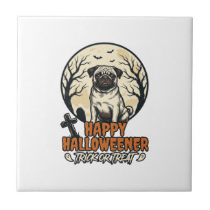 Carreau Dessin de gravure vintage pour Halloween avec un P