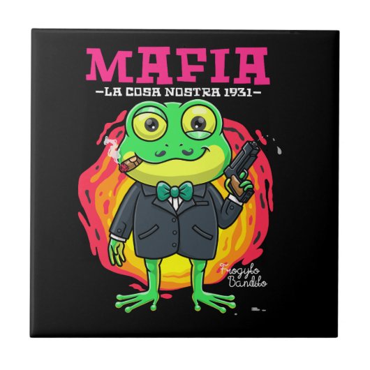 Carreau dessin de grenouille mafia illustration avec t-shi (Devant)