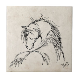 Carreau Dessin de la tête d'un cheval d'art