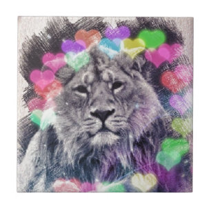 Carreau Dessin de Lion Heart Bokeh Art numérique