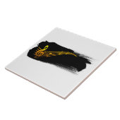 Carreau Dessin de musique de clé de sol jaune doré (Côté)
