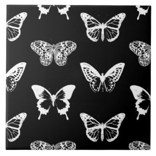 Carreau Dessin de papillon blanc et noir