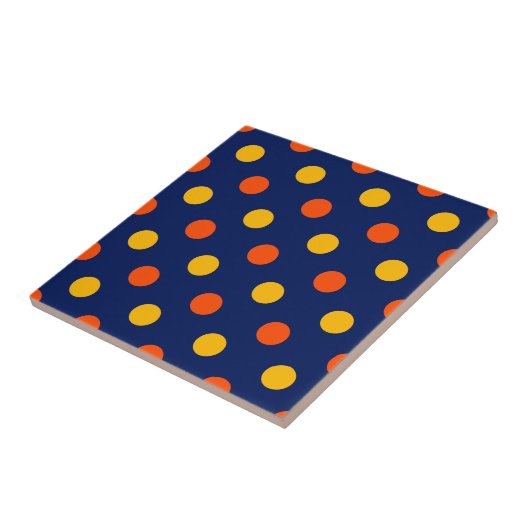 Carreau Dessin de points orange jaune sur fond bleu  (Côté)