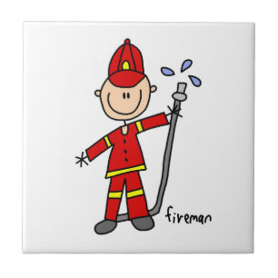 Carreau Dessin de pompier bonhomme allumette