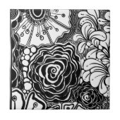 Carreau Dessin Floral Zen Noir Et Blanc (Devant)
