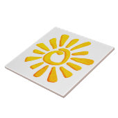 Carreau Dessin jaune orange soleil texturé tribal (Côté)