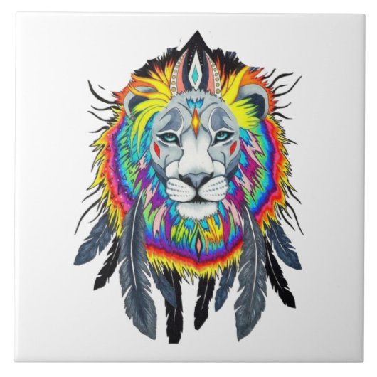 Carreau Dessin Lion couleur vive (Devant)