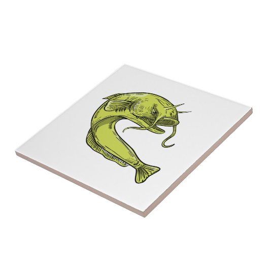 Carreau Dessin sautant de poisson-chat de diable (Côté)