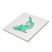 Carreau dessin souriant requin menthe bleu vert océan anim (Côté)