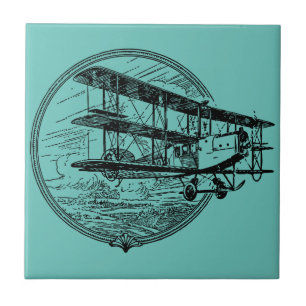 Carreau Dessin triplan vintage - Art aéronautique rétro su