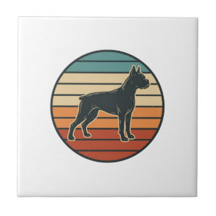 Carreau Dessin vectoriel de gravure de chien Boxer au couc