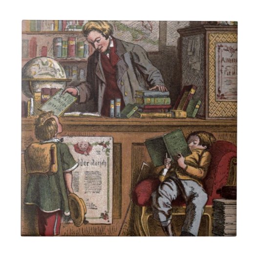 Carreau Dessin vintage : La librairie Antique (Devant)