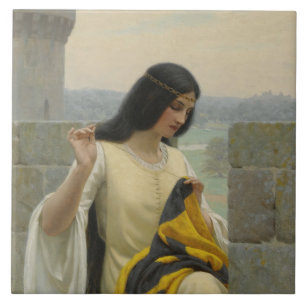 Carreau Dessiner le drapeau standard (Femme médiévale)