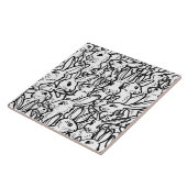 Carreau Dessins de lapin noir et blanc Motif de lapin mign (Côté)