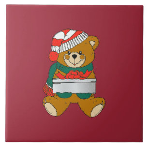 Carreau Dessous de plat de Noël en forme d'ours en peluche
