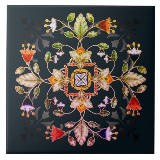 Carreau Dessous de verre Bar en grès - Fiori Dark (Devant)