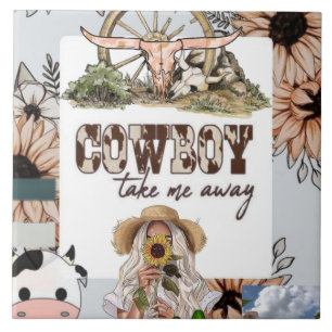 CARREAU DESSOUS DE VERRE COWGIRL
