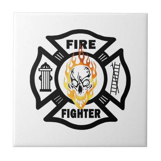 Carreau Dessous de verre crâne de pompier (Devant)