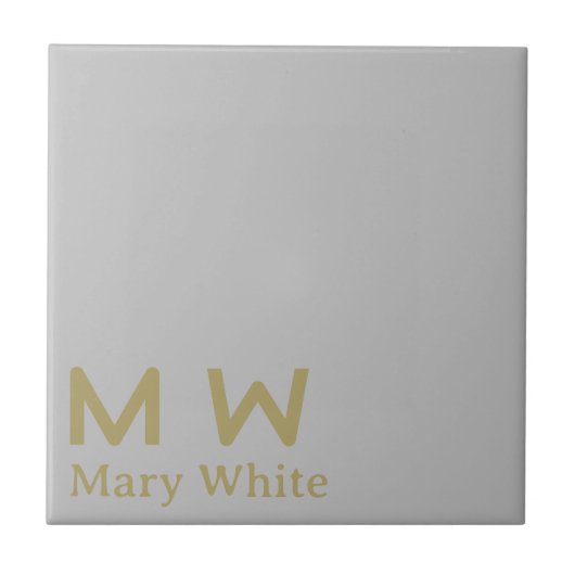 Carreau Dessous de verre de texte Silver Ceramic Tile Gold (Devant)