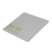 Carreau Dessous de verre de texte Silver Ceramic Tile Gold (Côté)