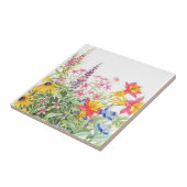 Carreau Dessous de verre en céramique d'aquarelle florale (Côté)