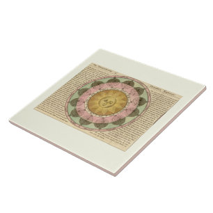 Carreau Détail du soleil de la carte antique vers 1780