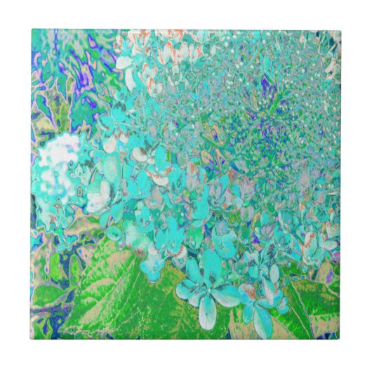 Carreau Détail élégant d'hydrangea Aqua et Limelight Vert (Devant)