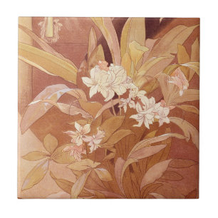 Carreau Détail floral Art nouveau d'Alphonse Mucha