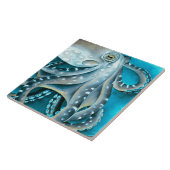 Carreau Détails de l'aquarelle bleue octopus (Côté)